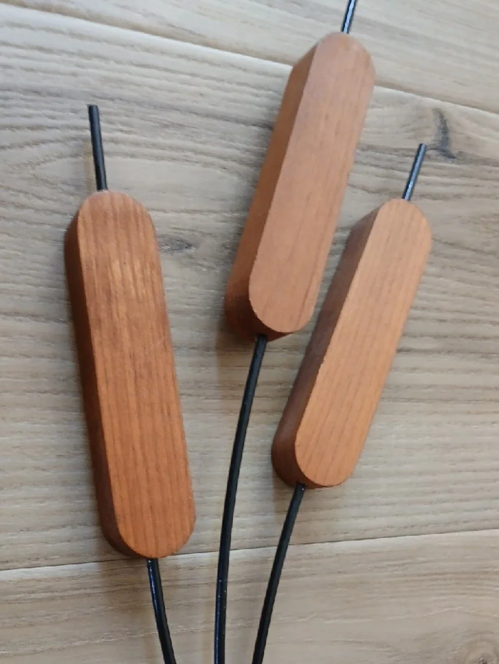 Set of 3 Wood/Metal Cattails Wall Art Decor